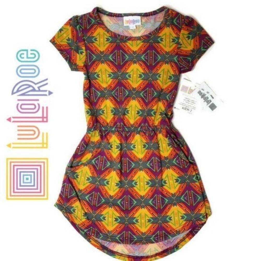 LuLaRoe Toddler Girls Dress Mae Geometric Print Size 2T
